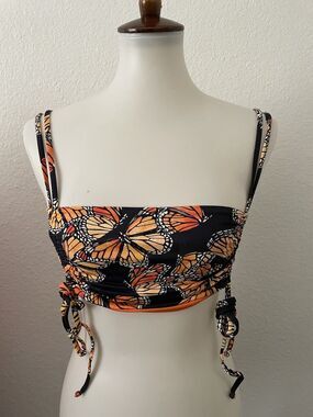 Toluca Swim Bikini Top Monarch Butterfly Print Fairycore Whimsigoth Boho